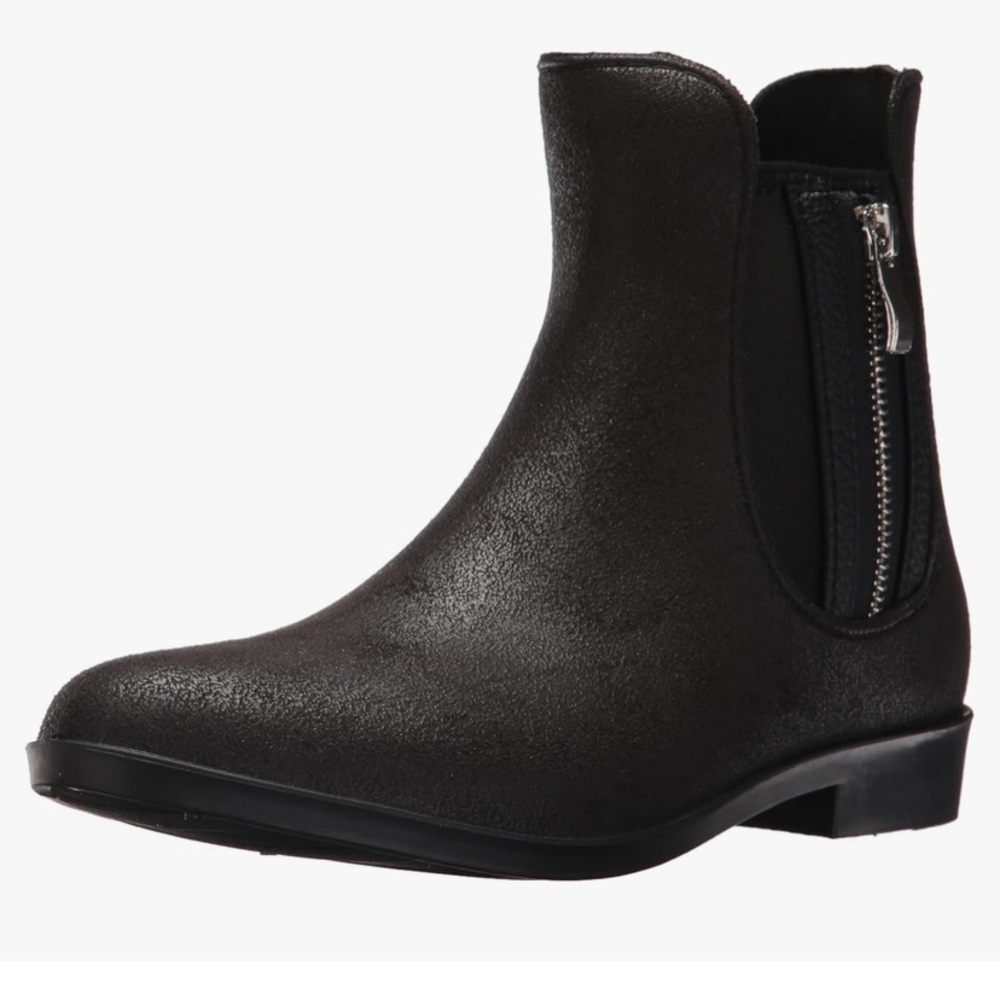 dav Women's Glasgow Suede Zip Rain Boot ankle black size 8